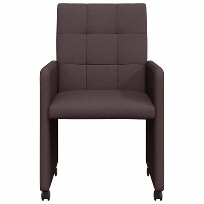 Eetstoelen met wielen 2 pcs Donkerbruin 58 x 65 x 94 cm Stof