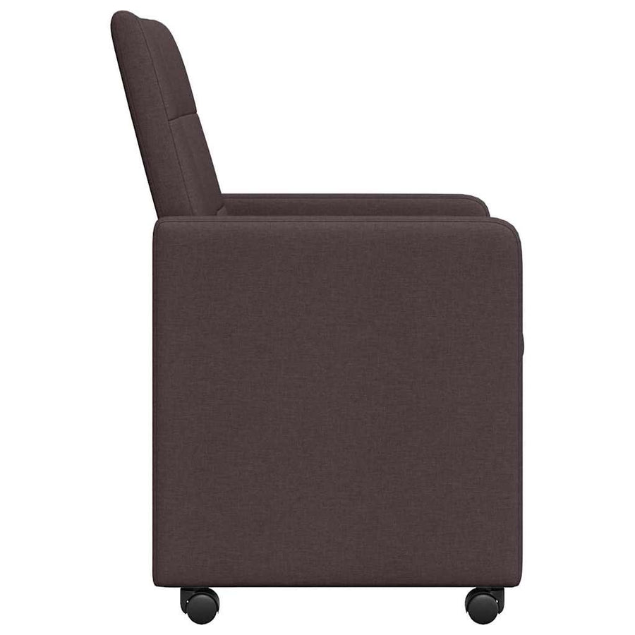 Eetstoelen met wielen 2 pcs Donkerbruin 58 x 65 x 94 cm Stof