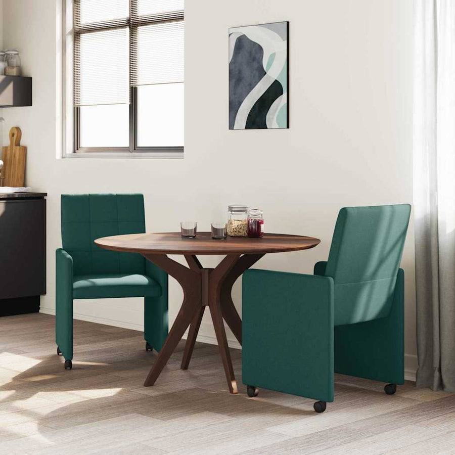 Eetstoelen met wielen 2 pcs Donkergroen 58 x 65 x 94 cm Stof