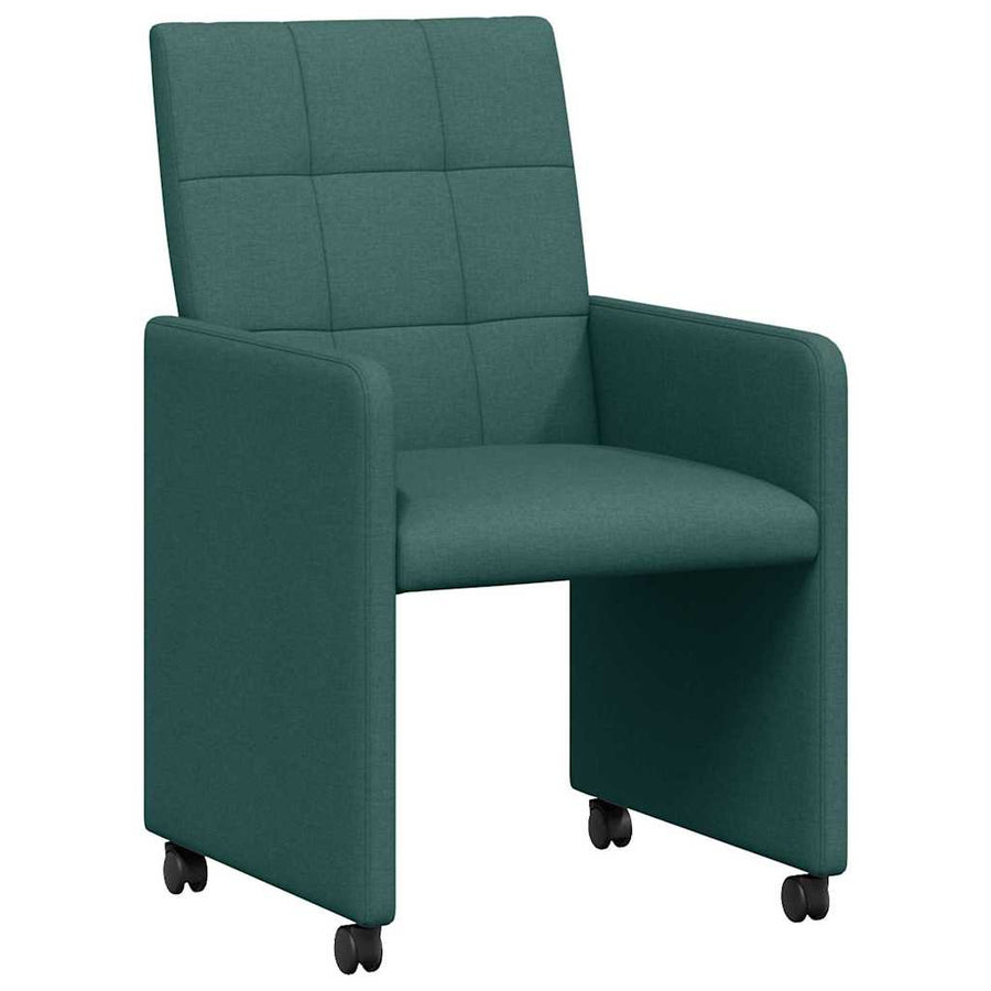 Eetstoelen met wielen 2 pcs Donkergroen 58 x 65 x 94 cm Stof