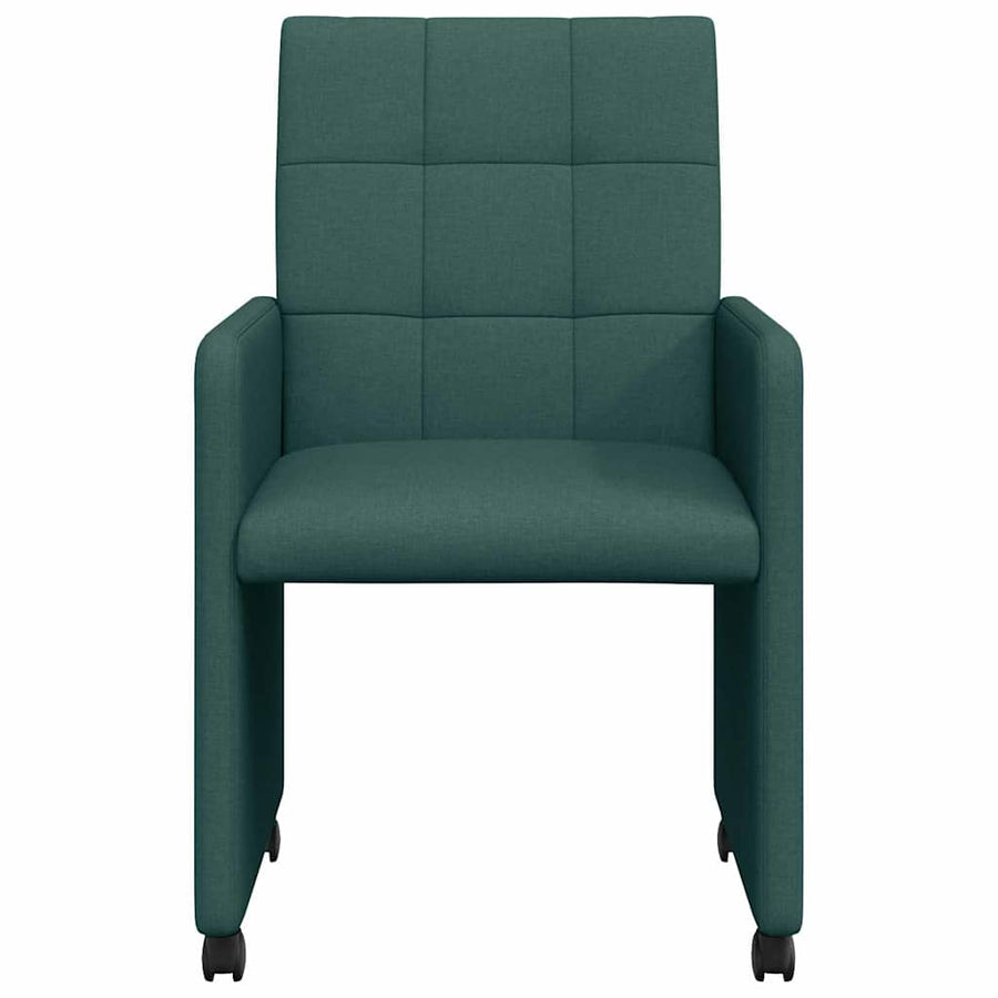 Eetstoelen met wielen 2 pcs Donkergroen 58 x 65 x 94 cm Stof