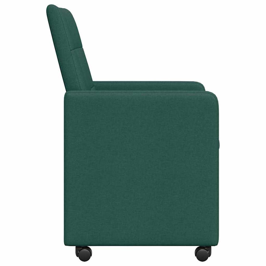 Eetstoelen met wielen 2 pcs Donkergroen 58 x 65 x 94 cm Stof
