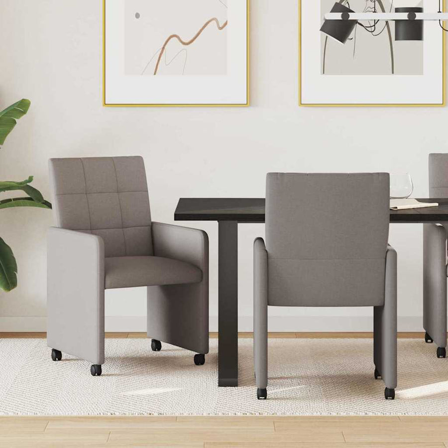 Eetstoelen met wielen 2 pcs Taupe 58 x 65 x 94 cm Stof