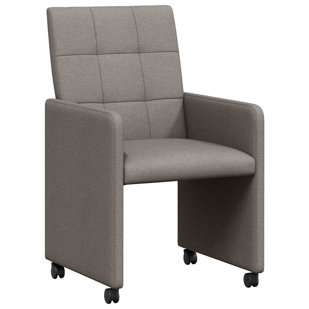 Eetstoelen met wielen 2 pcs Taupe 58 x 65 x 94 cm Stof