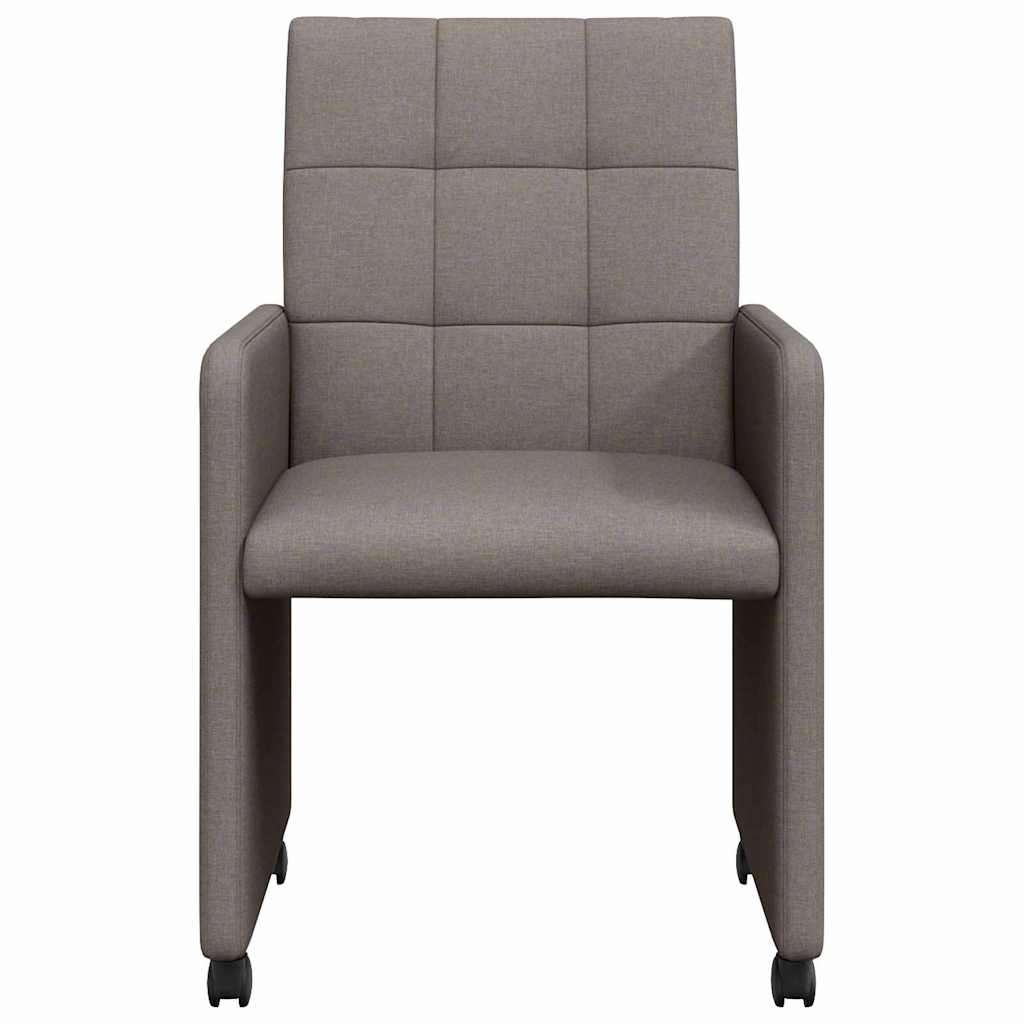Eetstoelen met wielen 2 pcs Taupe 58 x 65 x 94 cm Stof