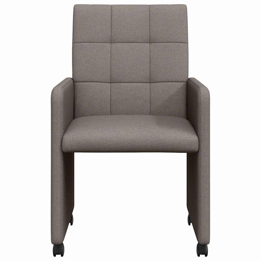 Eetstoelen met wielen 2 pcs Taupe 58 x 65 x 94 cm Stof