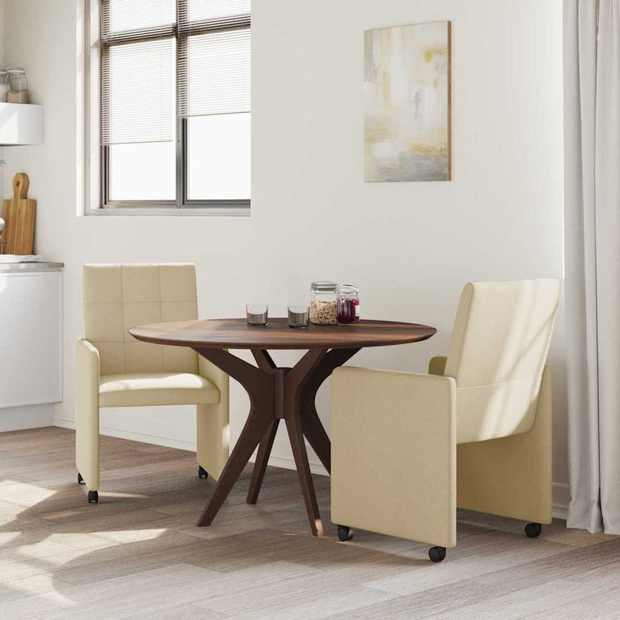 Eetstoelen met wielen 2 pcs Crème 58 x 65 x 94 cm Stof
