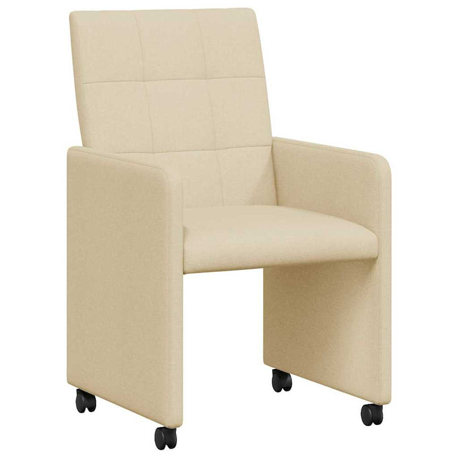 Eetstoelen met wielen 2 pcs Crème 58 x 65 x 94 cm Stof