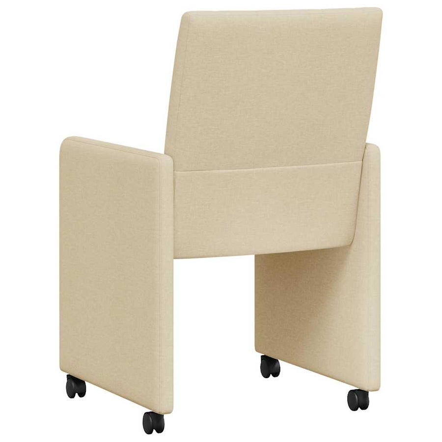 Eetstoelen met wielen 2 pcs Crème 58 x 65 x 94 cm Stof