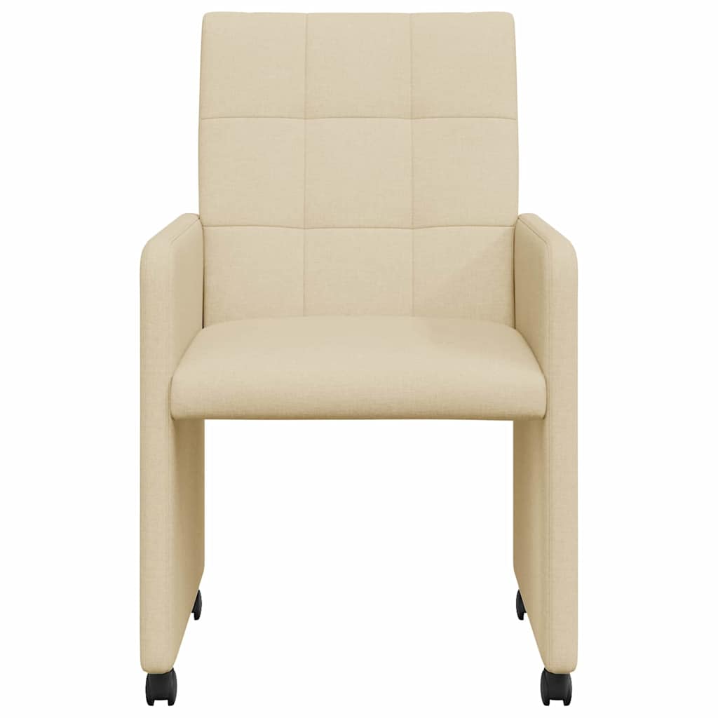 Eetstoelen met wielen 2 pcs Crème 58 x 65 x 94 cm Stof