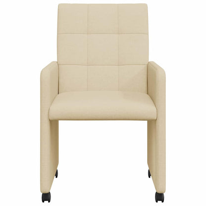 Eetstoelen met wielen 2 pcs Crème 58 x 65 x 94 cm Stof