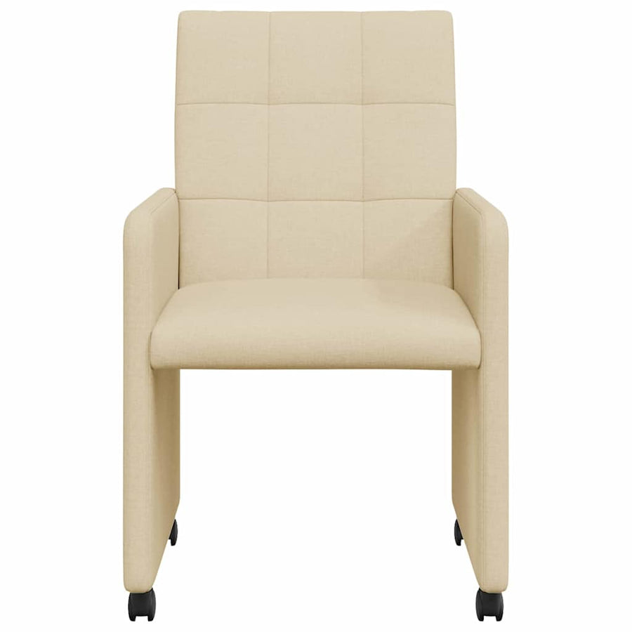 Eetstoelen met wielen 2 pcs Crème 58 x 65 x 94 cm Stof