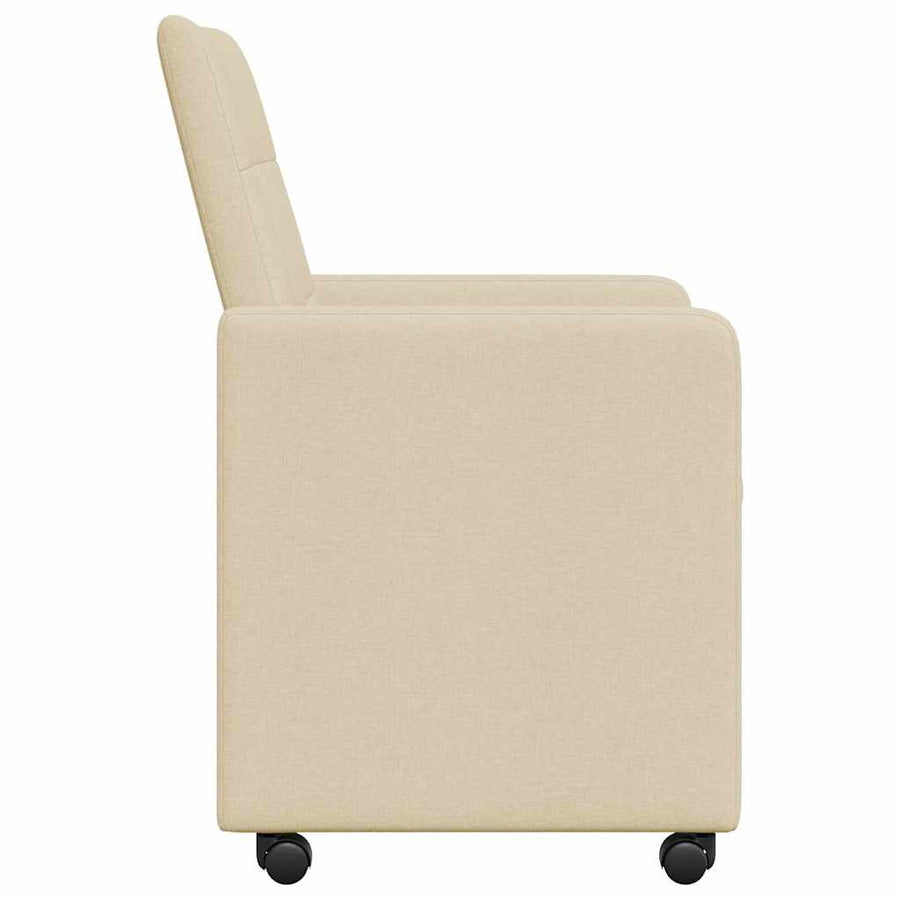 Eetstoelen met wielen 2 pcs Crème 58 x 65 x 94 cm Stof