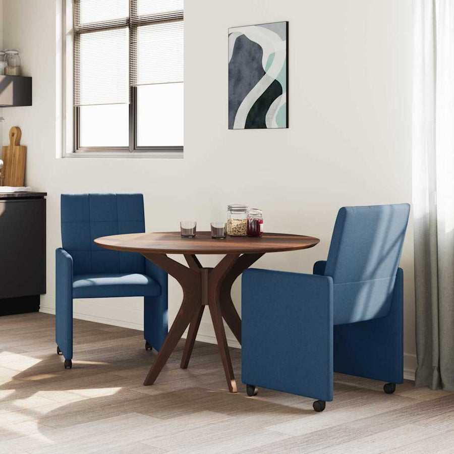 Eetstoelen met wielen 2 pcs Blauw 58 x 65 x 94 cm Stof