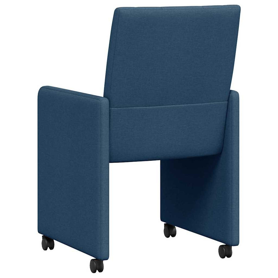 Eetstoelen met wielen 2 pcs Blauw 58 x 65 x 94 cm Stof