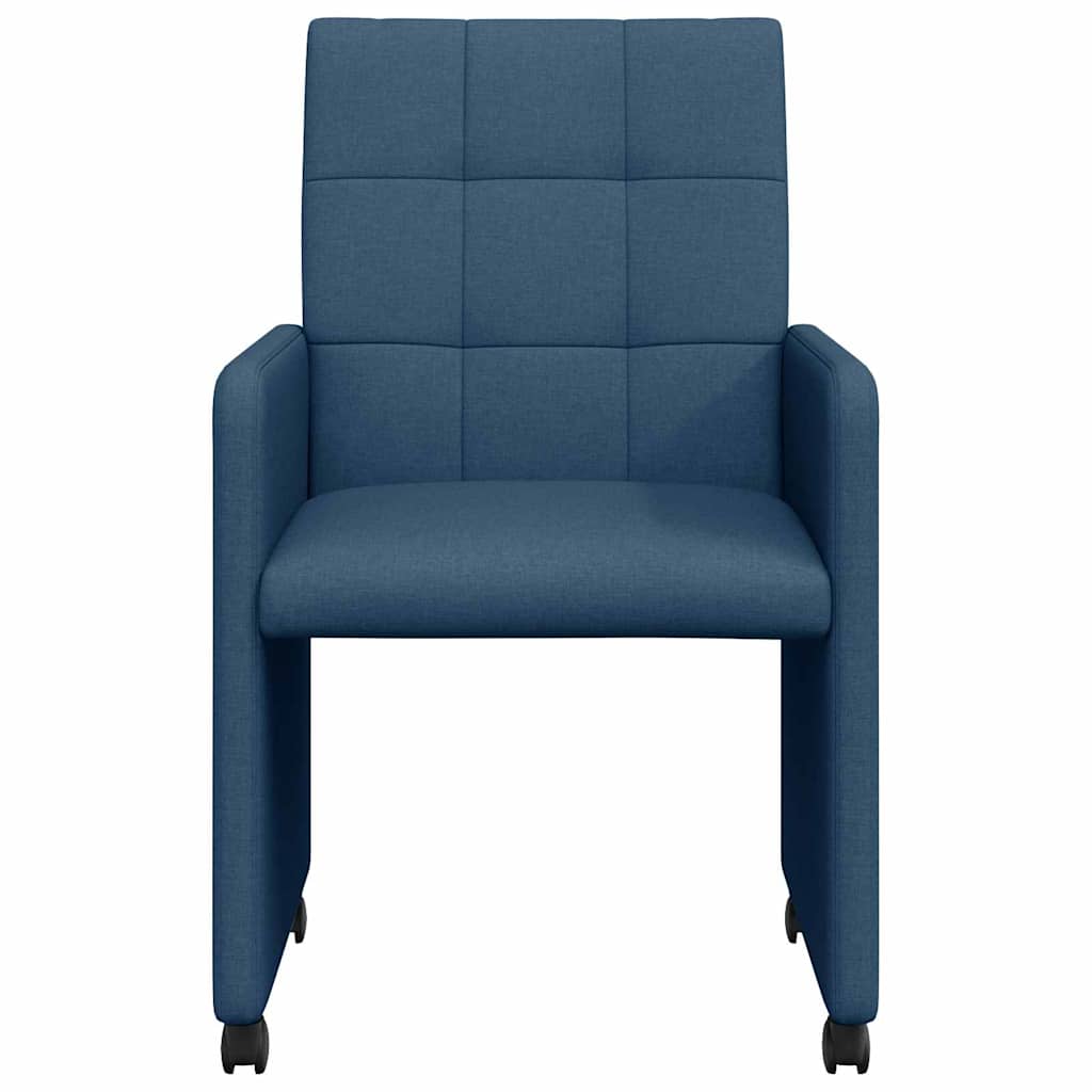 Eetstoelen met wielen 2 pcs Blauw 58 x 65 x 94 cm Stof