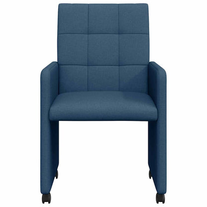 Eetstoelen met wielen 2 pcs Blauw 58 x 65 x 94 cm Stof