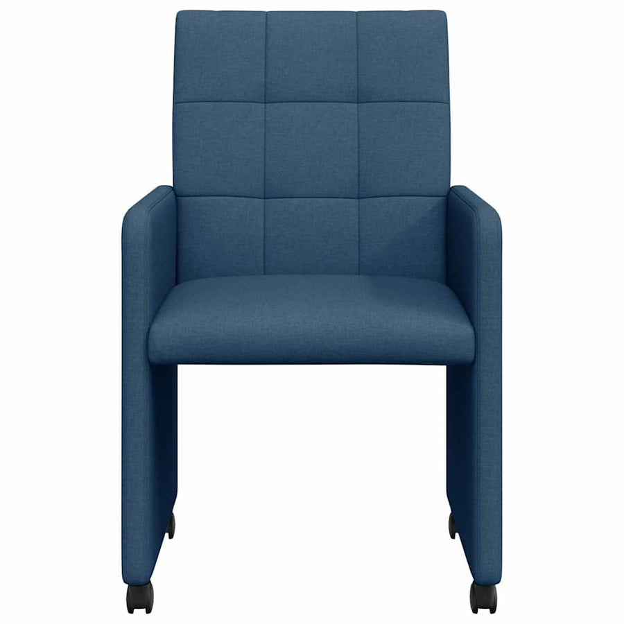 Eetstoelen met wielen 2 pcs Blauw 58 x 65 x 94 cm Stof