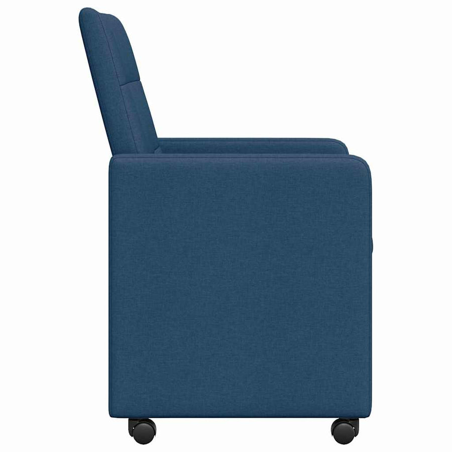 Eetstoelen met wielen 2 pcs Blauw 58 x 65 x 94 cm Stof
