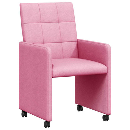 Eetstoelen met wielen 2 pcs Roze 58 x 65 x 94 cm Stof
