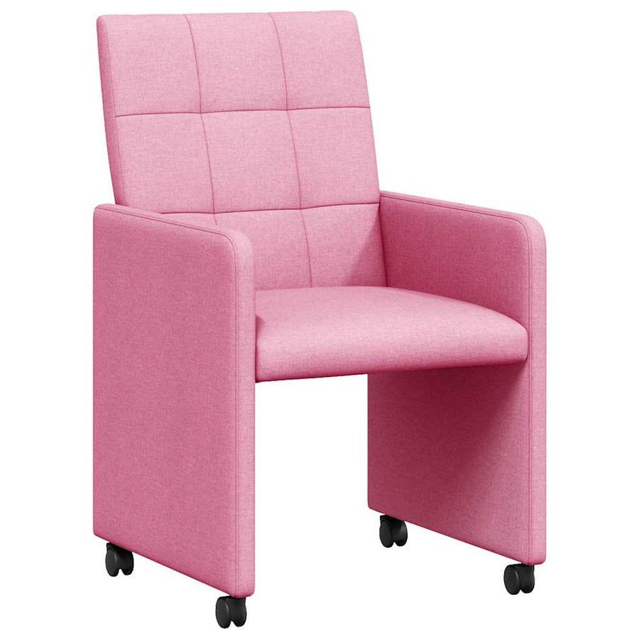Eetstoelen met wielen 2 pcs Roze 58 x 65 x 94 cm Stof
