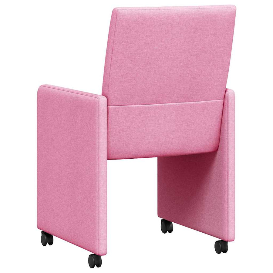 Eetstoelen met wielen 2 pcs Roze 58 x 65 x 94 cm Stof