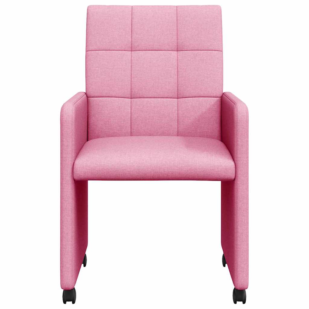 Eetstoelen met wielen 2 pcs Roze 58 x 65 x 94 cm Stof