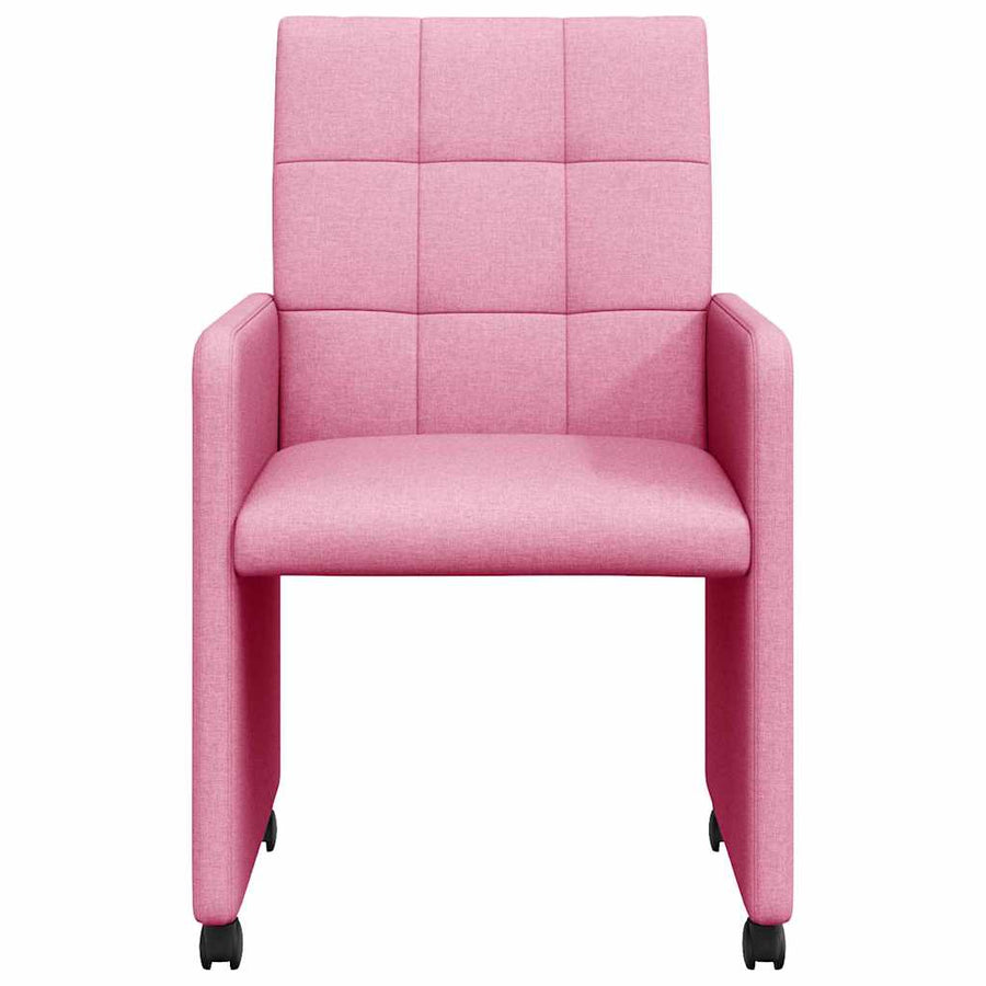 Eetstoelen met wielen 2 pcs Roze 58 x 65 x 94 cm Stof