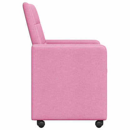 Eetstoelen met wielen 2 pcs Roze 58 x 65 x 94 cm Stof