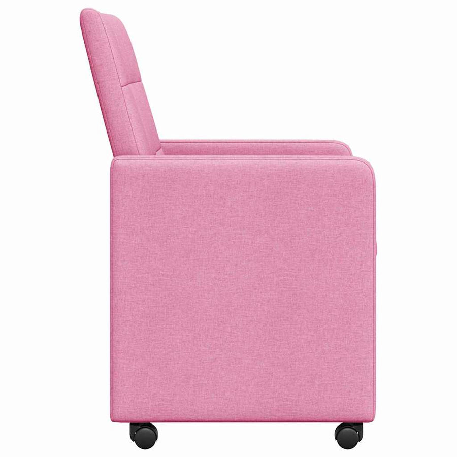 Eetstoelen met wielen 2 pcs Roze 58 x 65 x 94 cm Stof