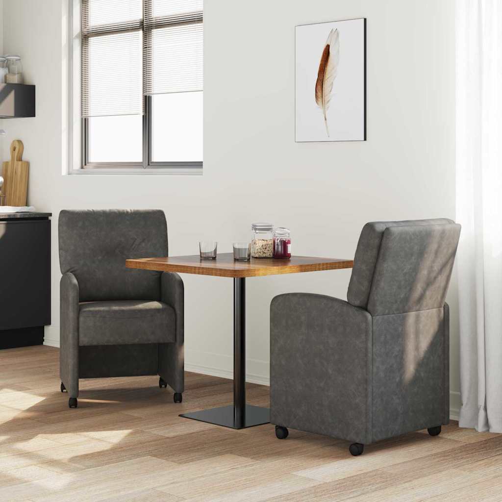 Eetstoelen met wielen 2 pcs Zwart 57 x 67 x 95 cm Kunstleer