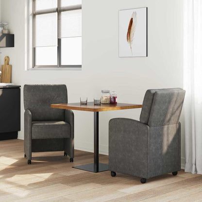 Eetstoelen met wielen 2 pcs Zwart 57 x 67 x 95 cm Kunstleer