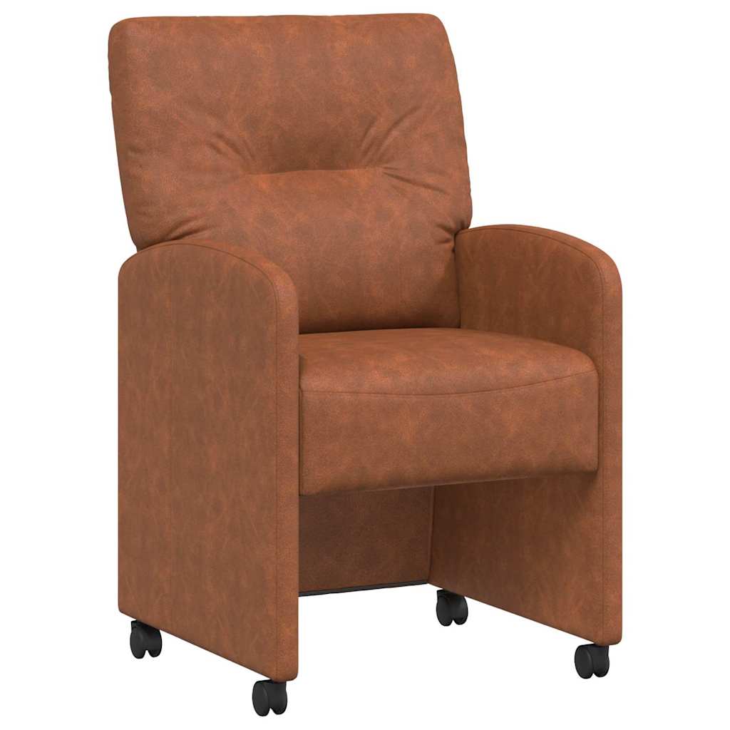 Eetstoelen met wielen 2 pcs Bruin 57 x 67 x 95 cm Kunstleer
