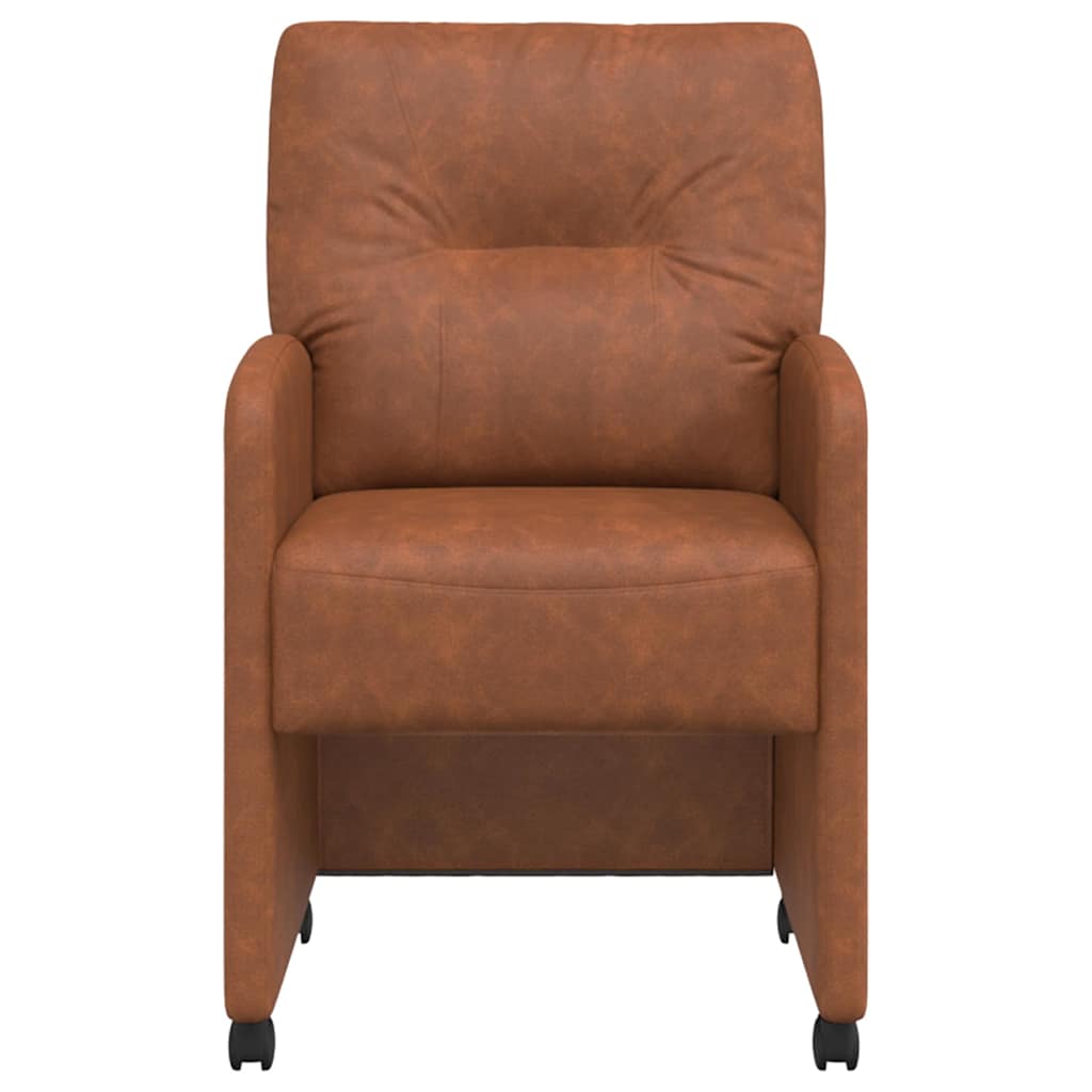 Eetstoelen met wielen 2 pcs Bruin 57 x 67 x 95 cm Kunstleer