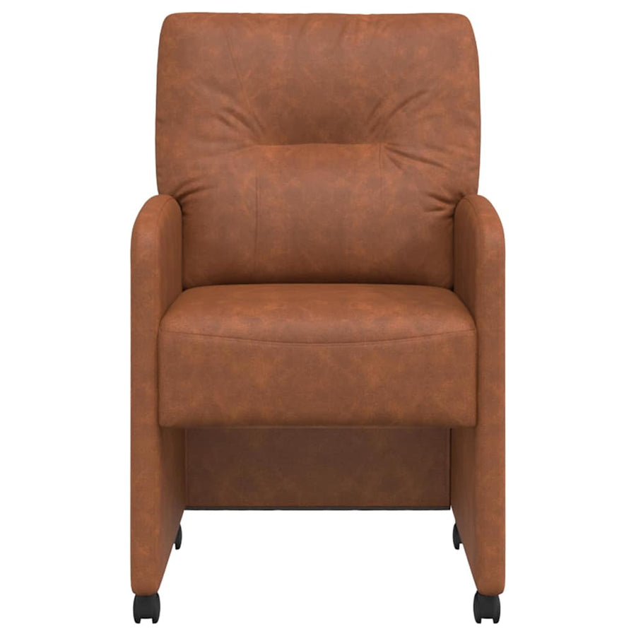 Eetstoelen met wielen 2 pcs Bruin 57 x 67 x 95 cm Kunstleer