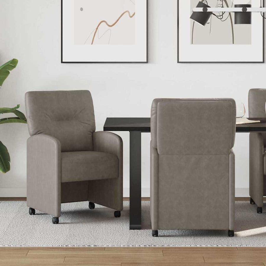 Eetstoelen met wiel 2 pcs Grijs 57 x 67 x 95 cm Kunstleer