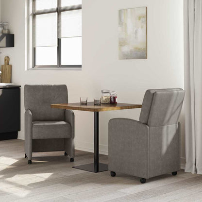 Eetstoelen met wiel 2 pcs Grijs 57 x 67 x 95 cm Kunstleer