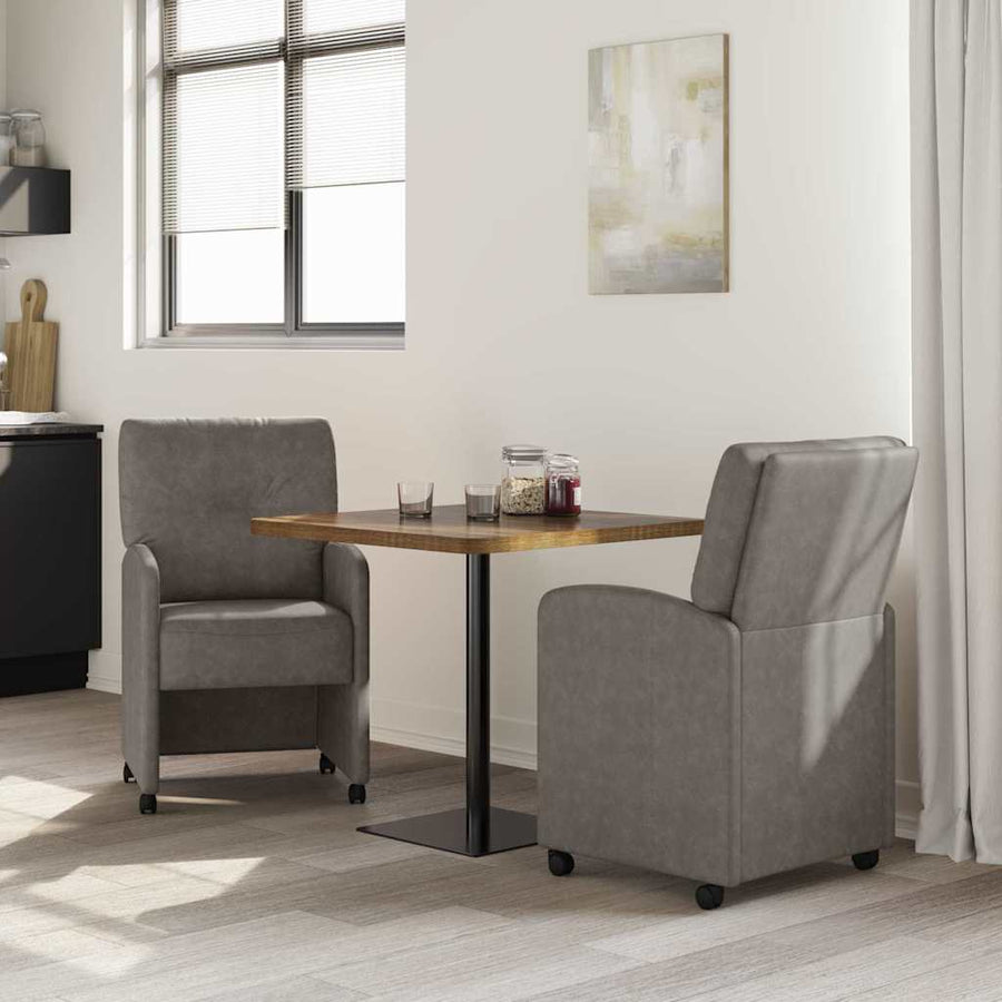 Eetstoelen met wiel 2 pcs Grijs 57 x 67 x 95 cm Kunstleer