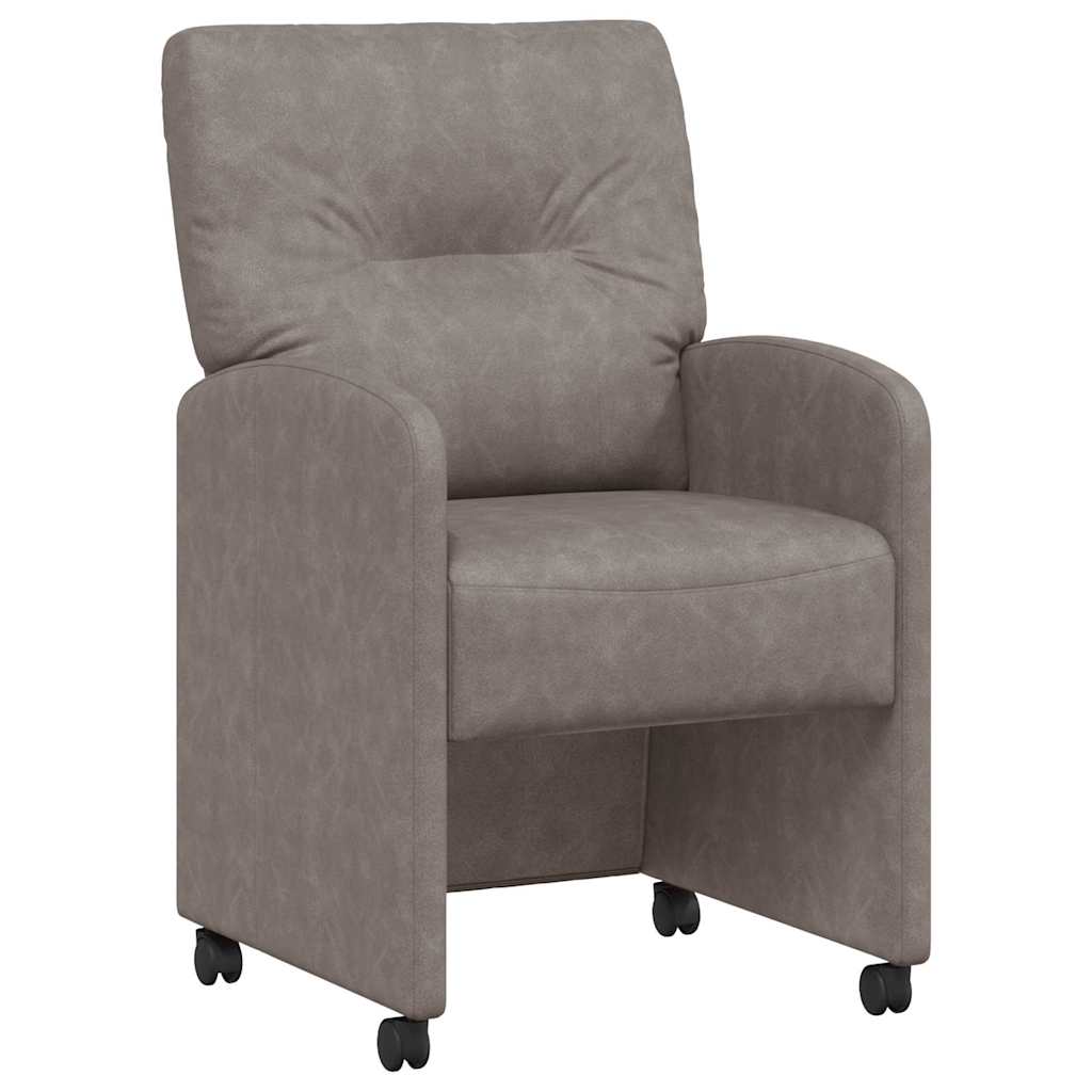 Eetstoelen met wiel 2 pcs Grijs 57 x 67 x 95 cm Kunstleer