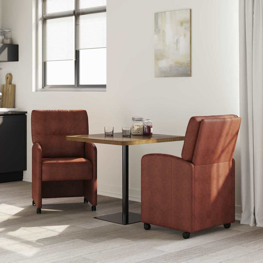 Eetstoelen 2 pcs Glanzend bruin 57 x 67 x 95 cm Kunstleer