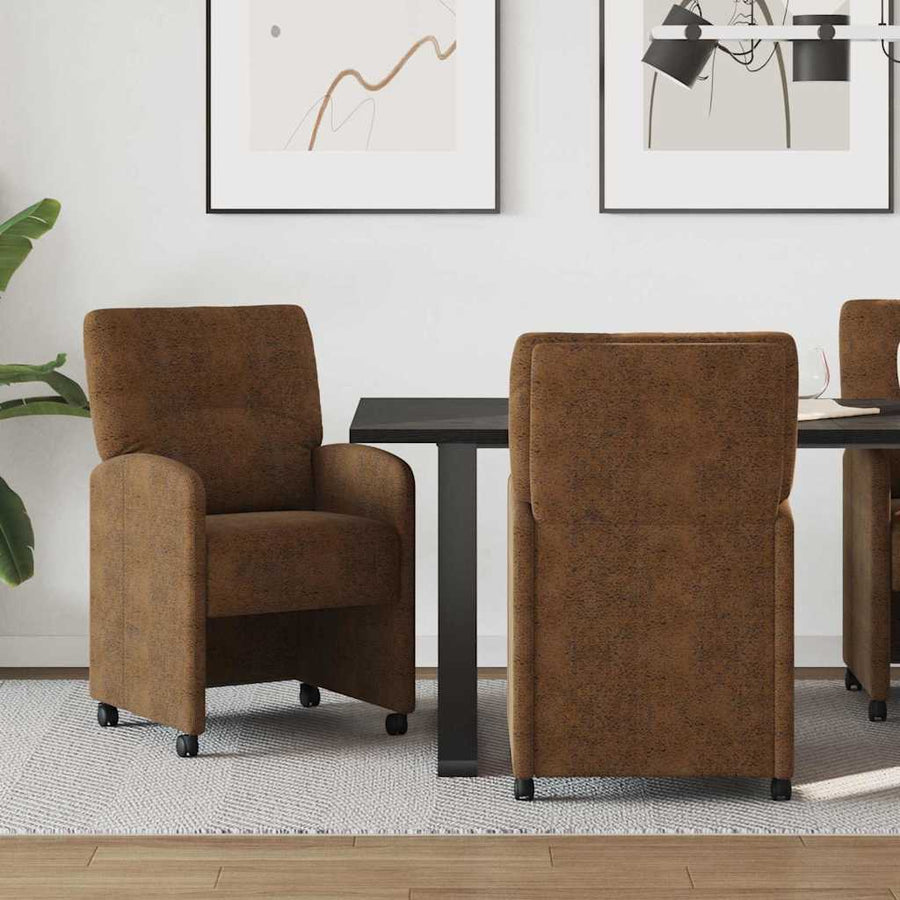 Eetstoelen 2 pcs Bruin 57 x 67 x 95 cm Faux suede leer