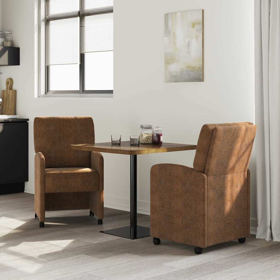 Eetstoelen 2 pcs Bruin 57 x 67 x 95 cm Faux suede leer