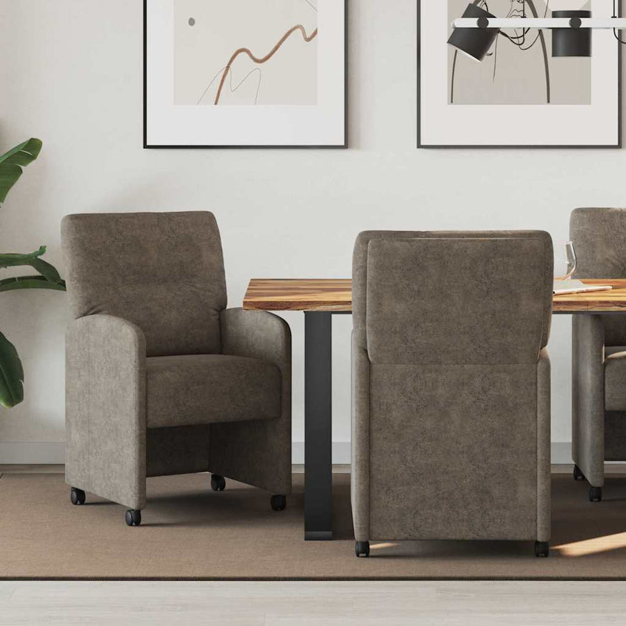 Eetstoelen 2 pcs Donkergrijs 57 x 67 x 95 cm Faux suede leer
