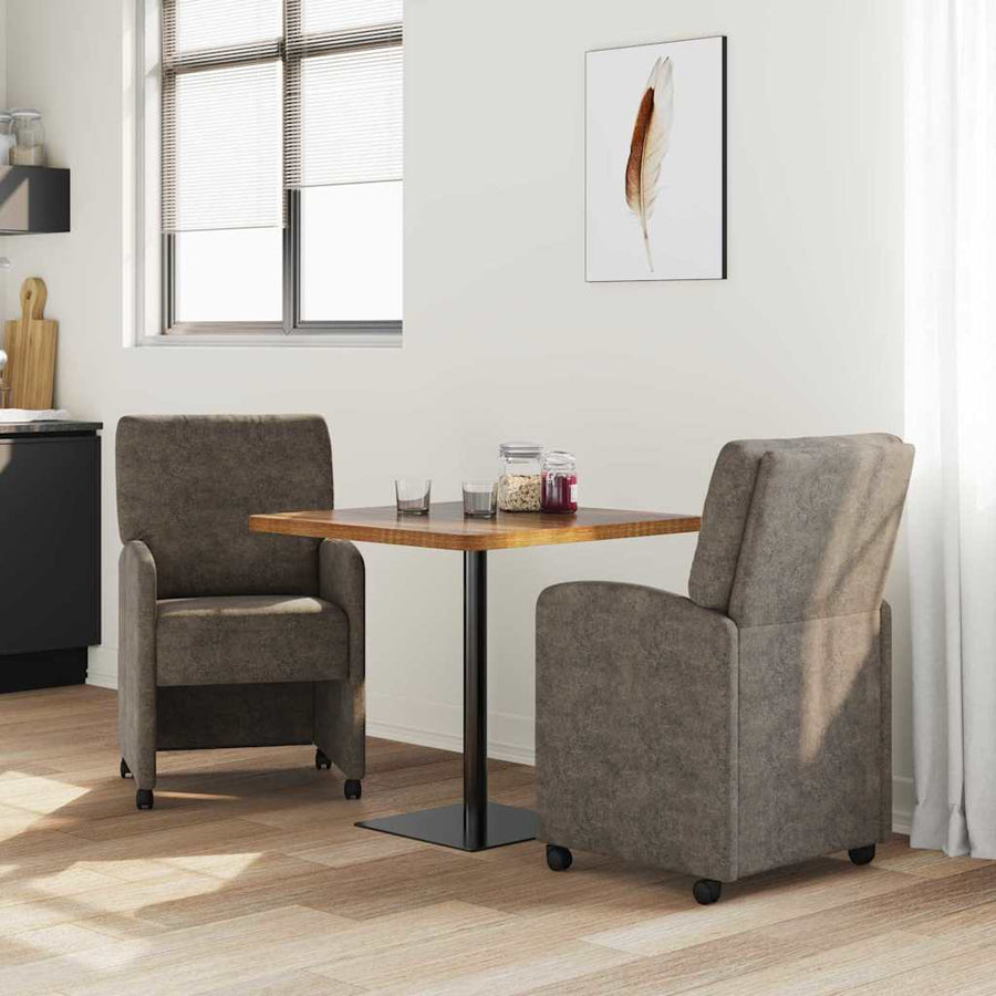 Eetstoelen 2 pcs Donkergrijs 57 x 67 x 95 cm Faux suede leer