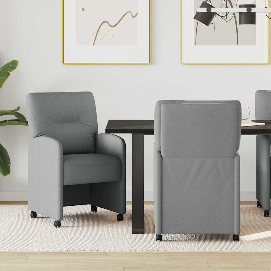 Eetstoelen met wielen 2 pcs Lichtgrijs 57 x 67 x 95 cm Stof