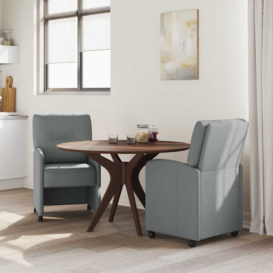 Eetstoelen met wielen 2 pcs Lichtgrijs 57 x 67 x 95 cm Stof