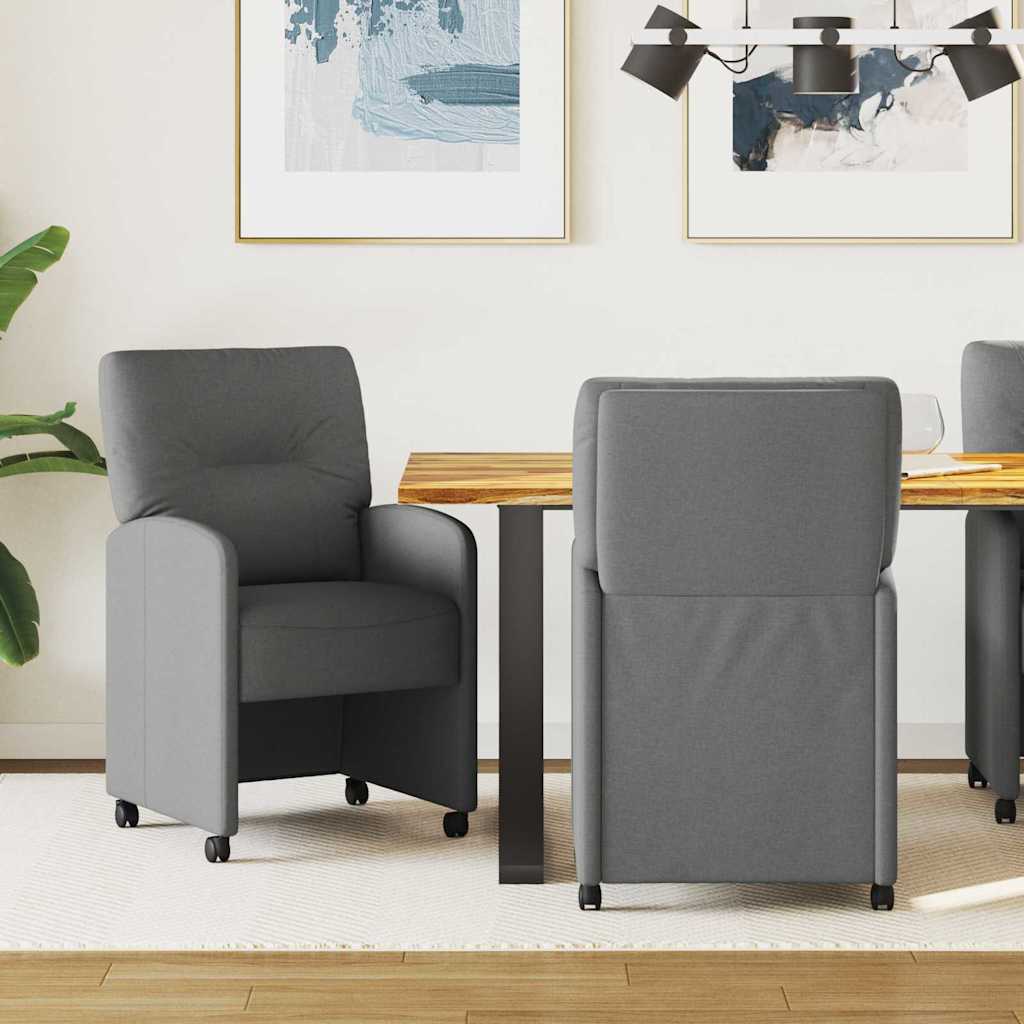 Eetstoelen met wielen 2 pcs Donkergrijs 57 x 67 x 95 cm Stof