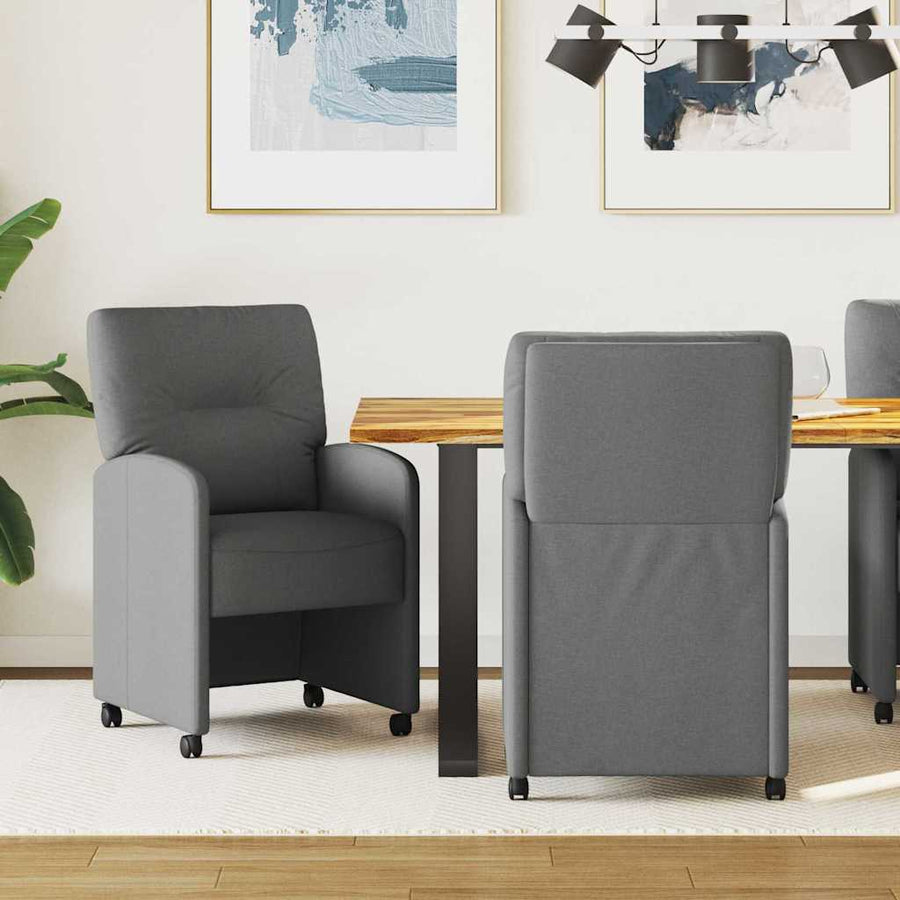 Eetstoelen met wielen 2 pcs Donkergrijs 57 x 67 x 95 cm Stof