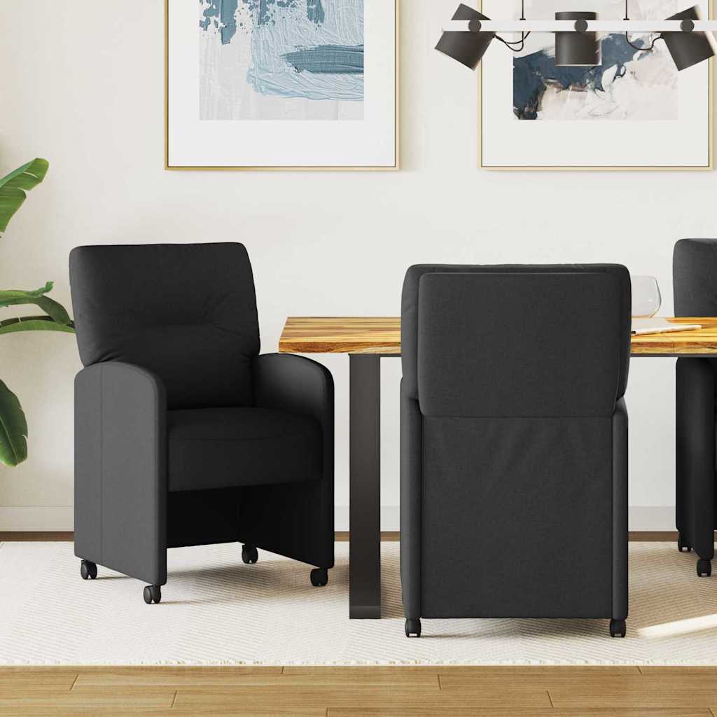 Eetstoelen met wielen 2 pcs Zwart 57 x 67 x 95 cm Stof