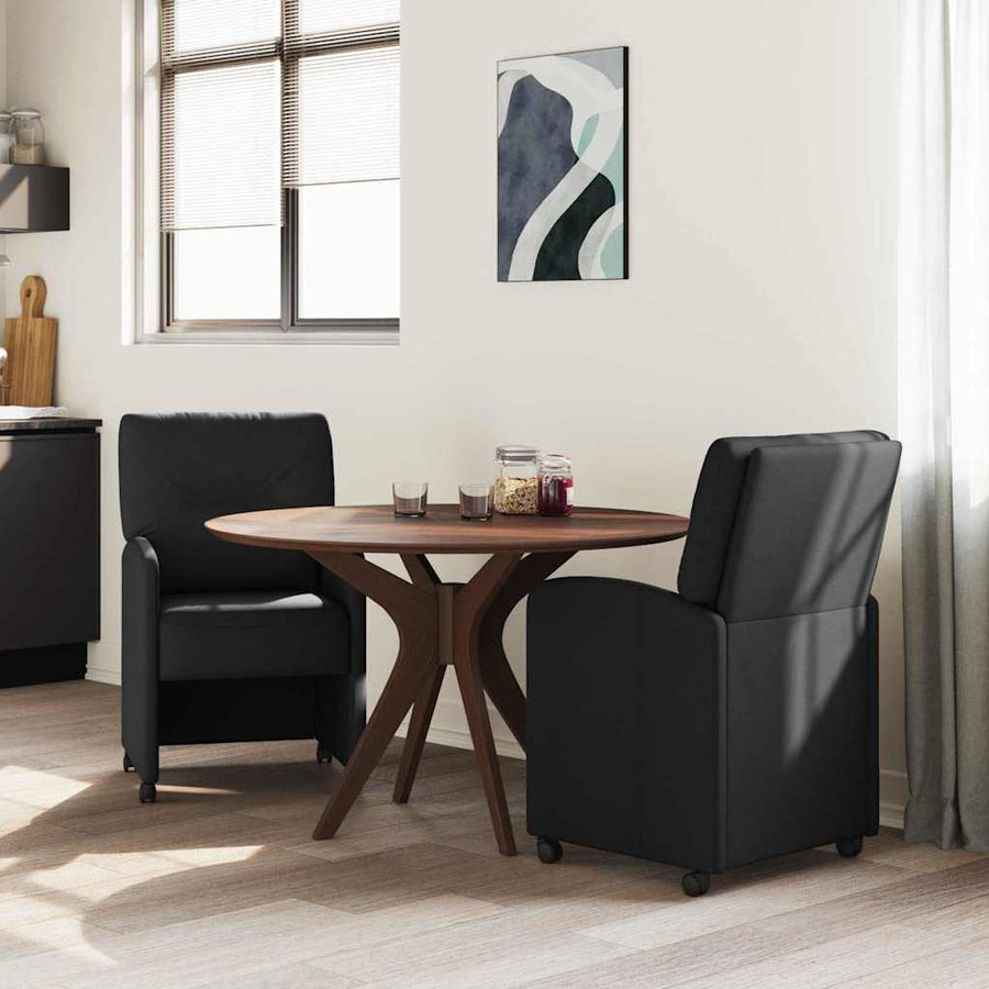 Eetstoelen met wielen 2 pcs Zwart 57 x 67 x 95 cm Stof
